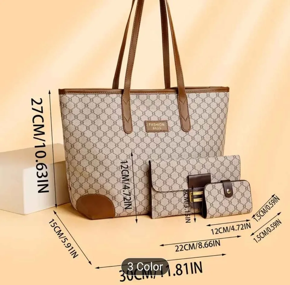 Brand new 3pc large capacity women tote bag image indicator(3)