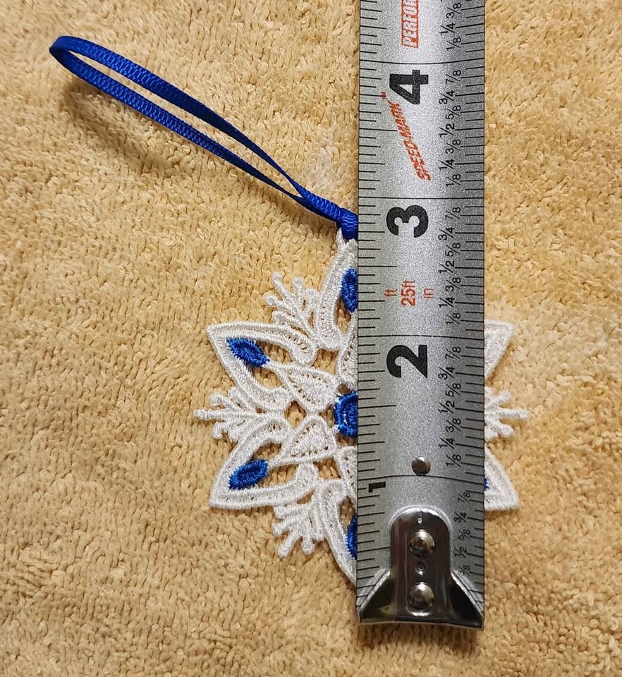 Blue and white snowflake Christmas ornament - photo 2