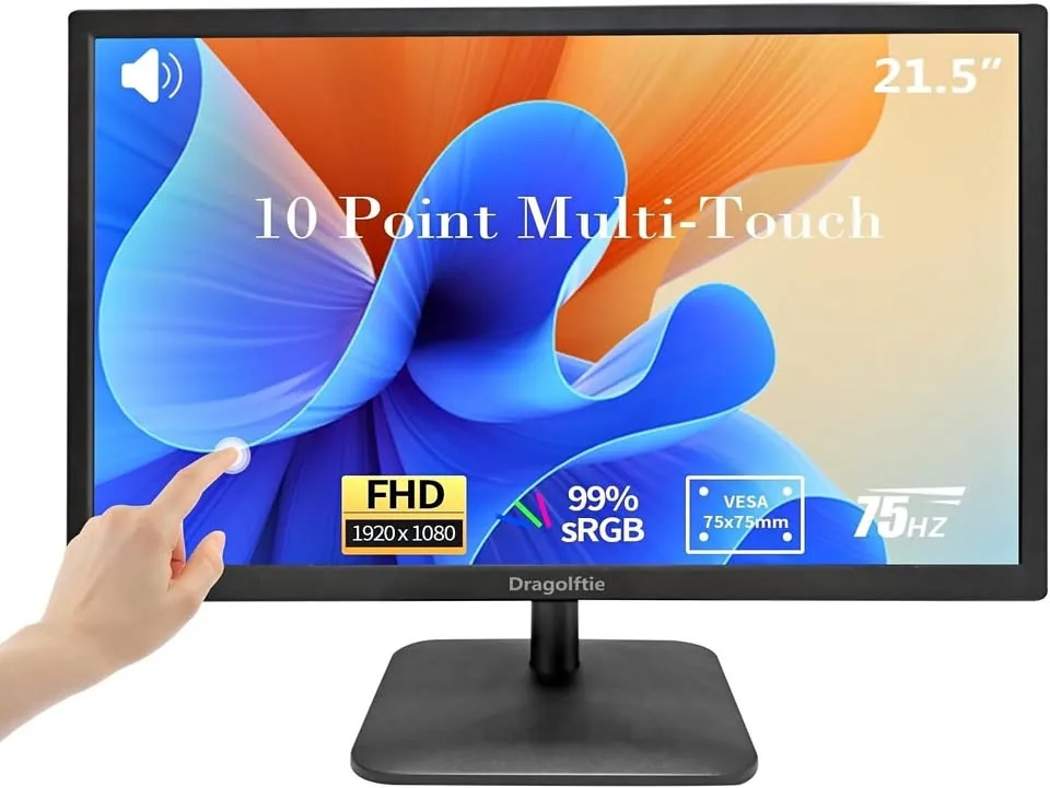 Dragolftie Touchscreen Computer Monitor 21.5 Inch FHD 1920x1080P