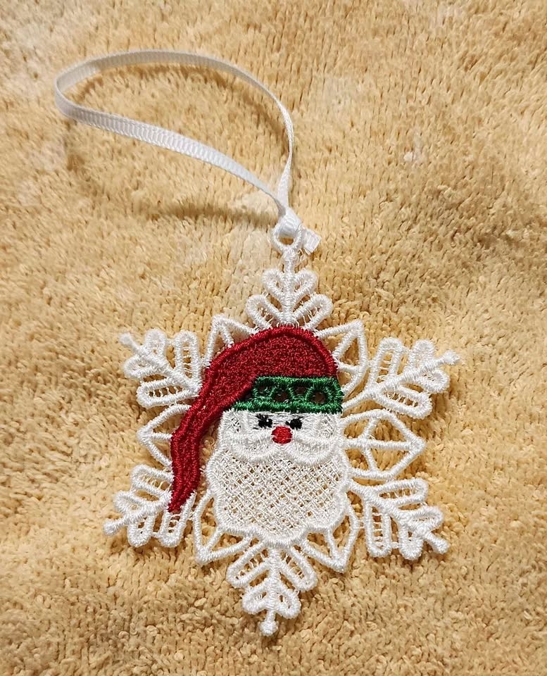 Santa snowflake Christmas ornament