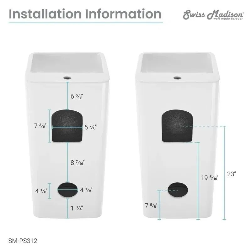 White Ceramic Pedestal Sink image indicator(2)