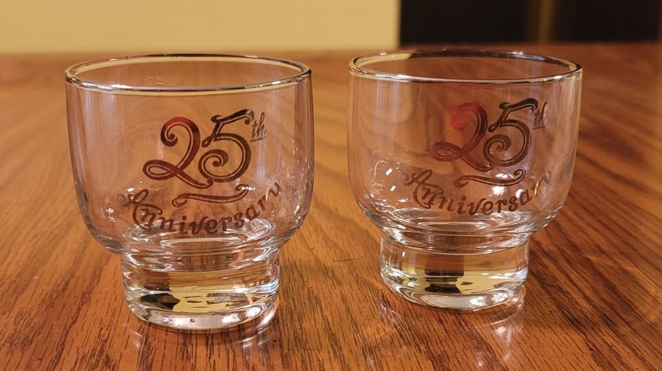 25th anniversary glass candle holders