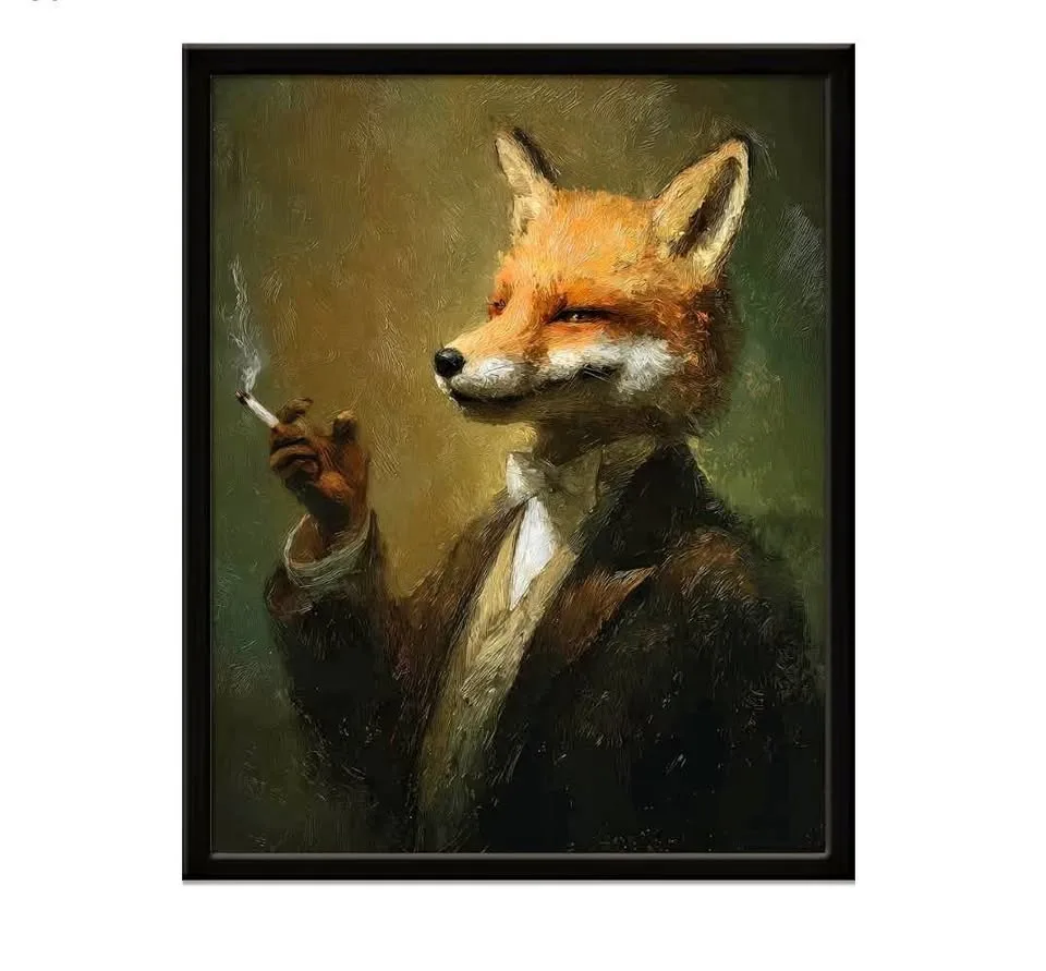 Animal Wall Art Print Mr. Fox In Thinking