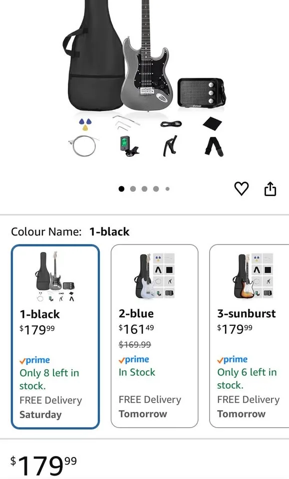 RST-150 39”Beginner Electric Guitar Kit with Amplifier image indicator(2)