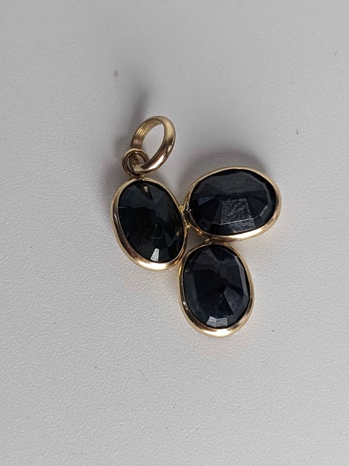 10K Gold Tri-Cluster Pendant 3ct Sapphires New