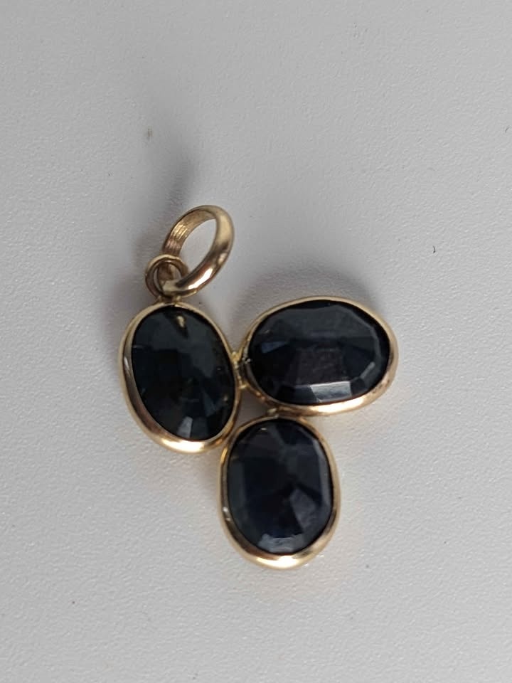 10K Gold Tri-Cluster Pendant 3ct Sapphires New - photo 2