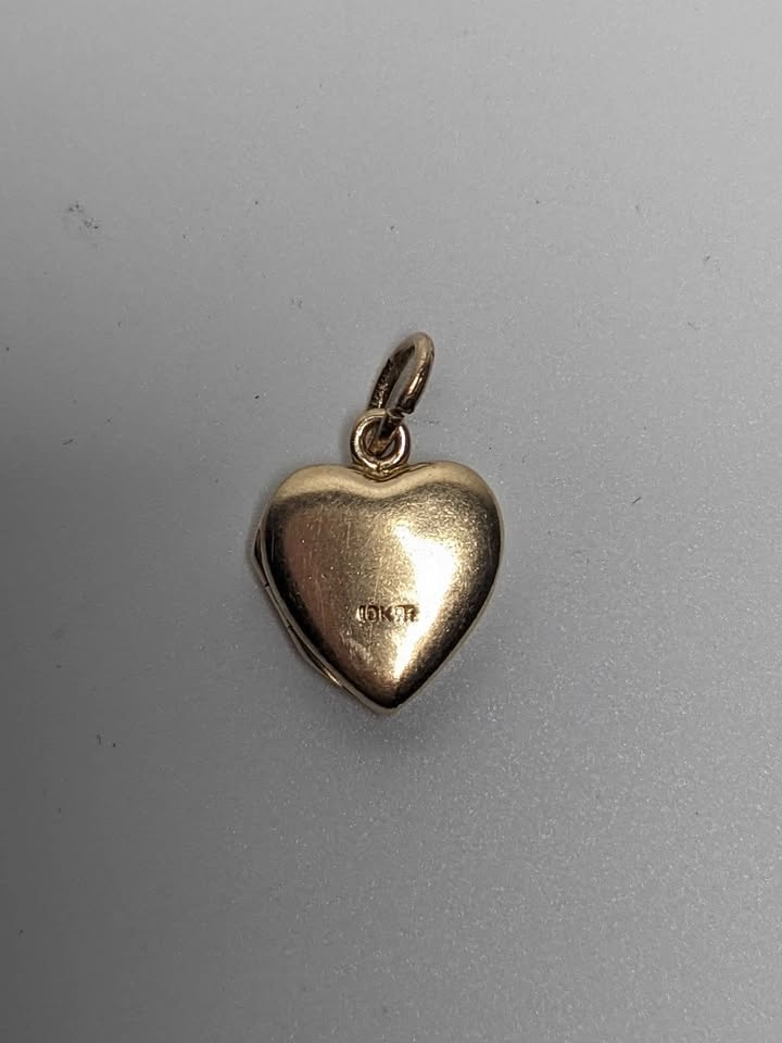 10K Gold Heart Locket Vintage 1980 1.80g Striped Tri-Color Desig - photo 3