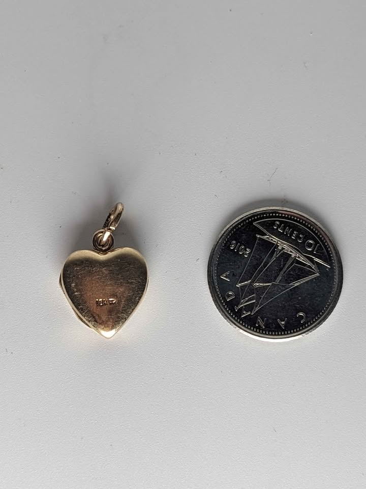10K Gold Heart Locket Vintage 1980 1.80g Striped Tri-Color Desig - photo 4