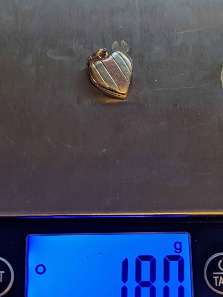 10K Gold Heart Locket Vintage 1980 1.80g Striped Tri-Color Desig - photo 5