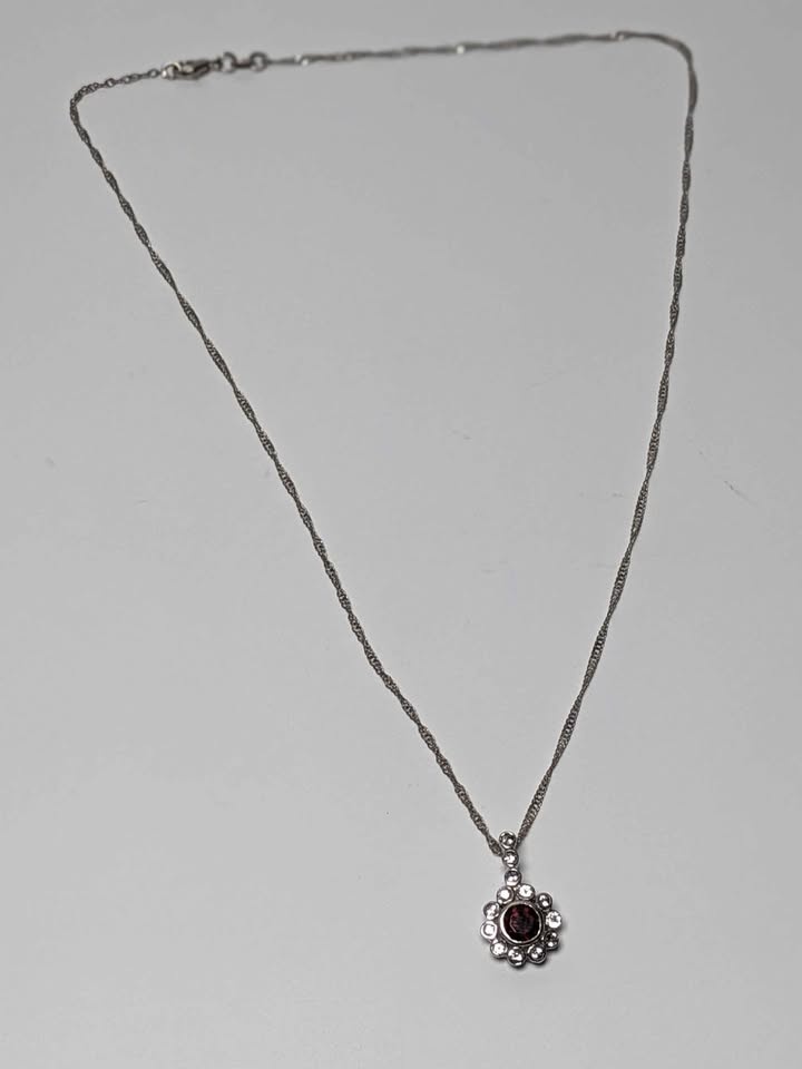 Sterling Silver Garnet & White Topaz Pendant - photo 4