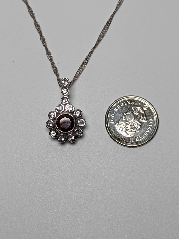 Sterling Silver Garnet & White Topaz Pendant - photo 5