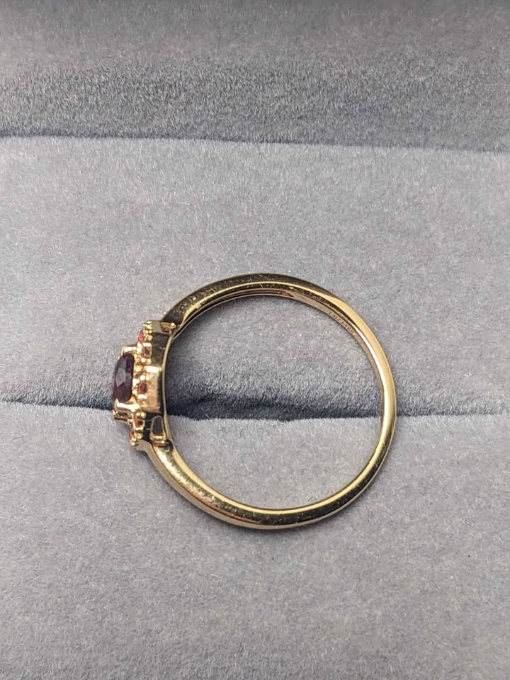 Garnet Gold Ring 925 Sterling Silver Size 7.5 New - photo 3