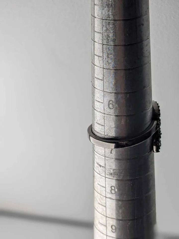 Diamond Ring Black Rhodium Plated 925 Silver 3.25g 0.4ct Leaf De image indicator(7)