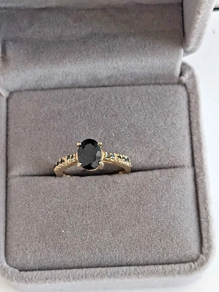 Black Onyx Silver Ring 925 Gold Plated Size 6 New