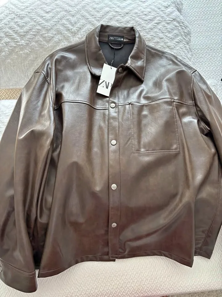 New Zara Mens Faux Leather Jacket
