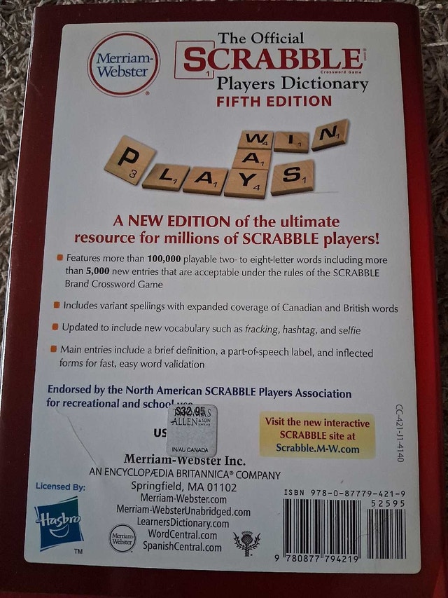 THE OFFICIAL SCRABBLE PLAYER'S DICTIONARY (HARDCOVER) - photo 3
