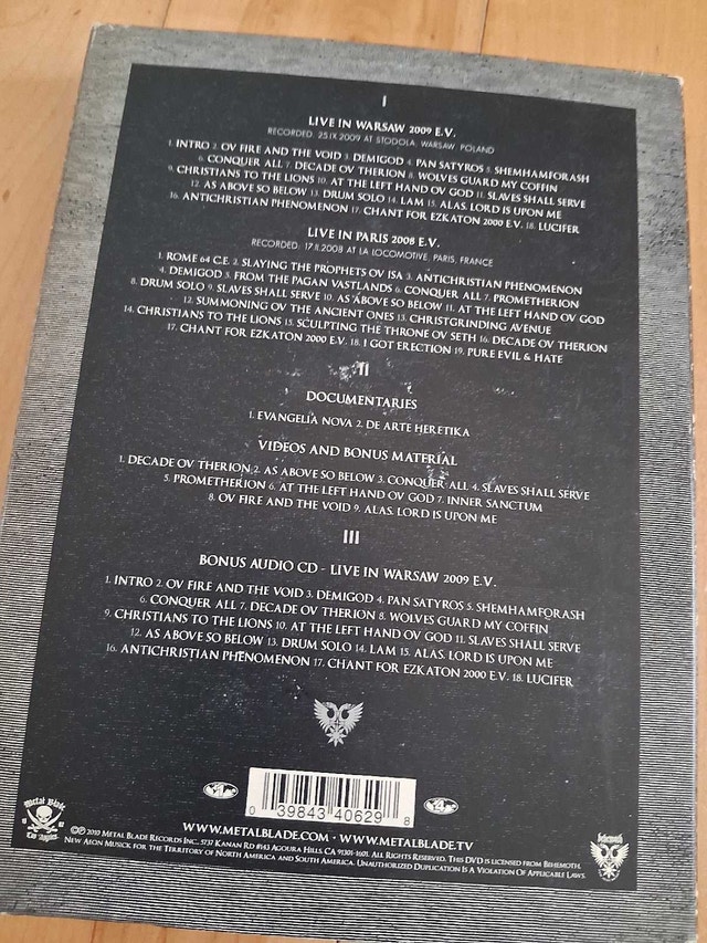 BEHEMOTH - EVANGELIA HERETIKA - 3 DISC DVD/CD SET - photo 4
