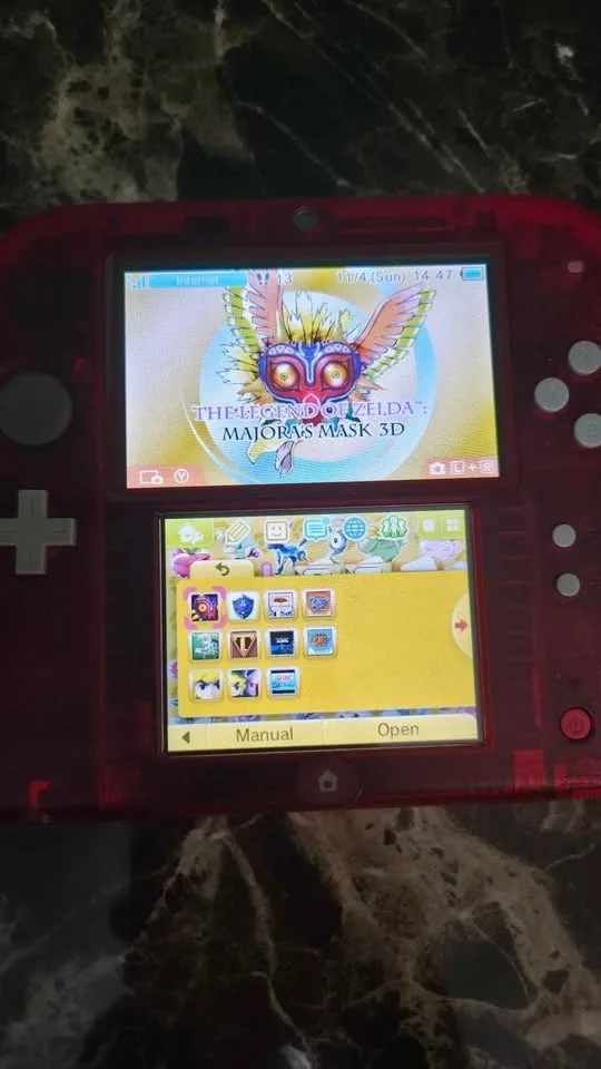 Limited Edition Pokémon Omega Ruby Crystal Red 2DS - 32Gb Modded image indicator(7)