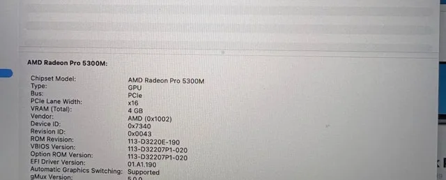 2019 MacBook Pro I7 16” Screen Display 300 Battery cycle image indicator(5)