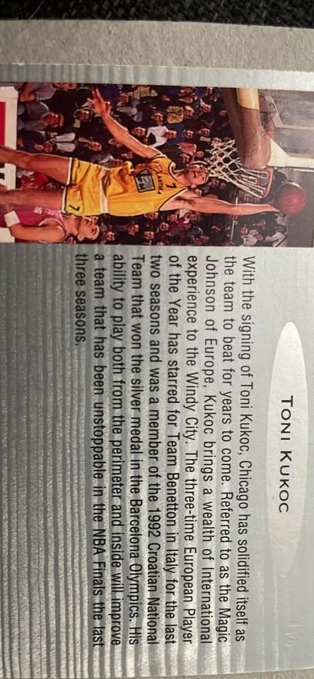 Toni Kukoc Rookie Card - LP8 Classic Games Card image indicator(2)