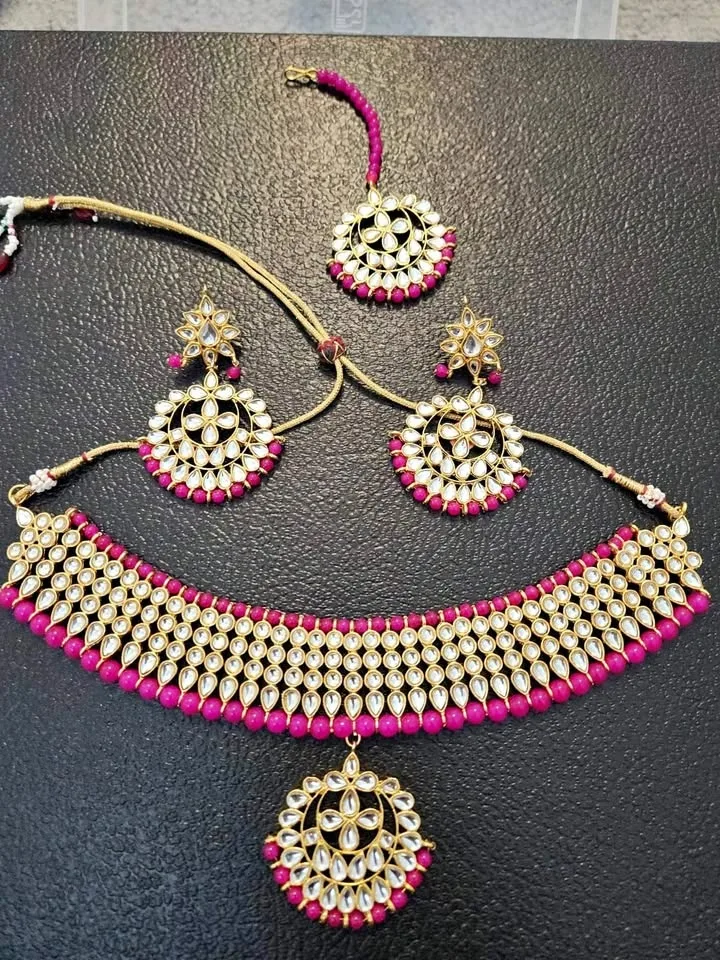 Indian Jewellery Set (dark pink)