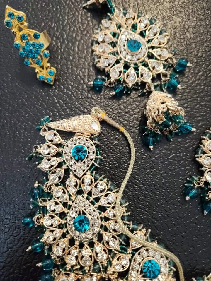 Turquoise Indian bridal jewelry set - photo 2
