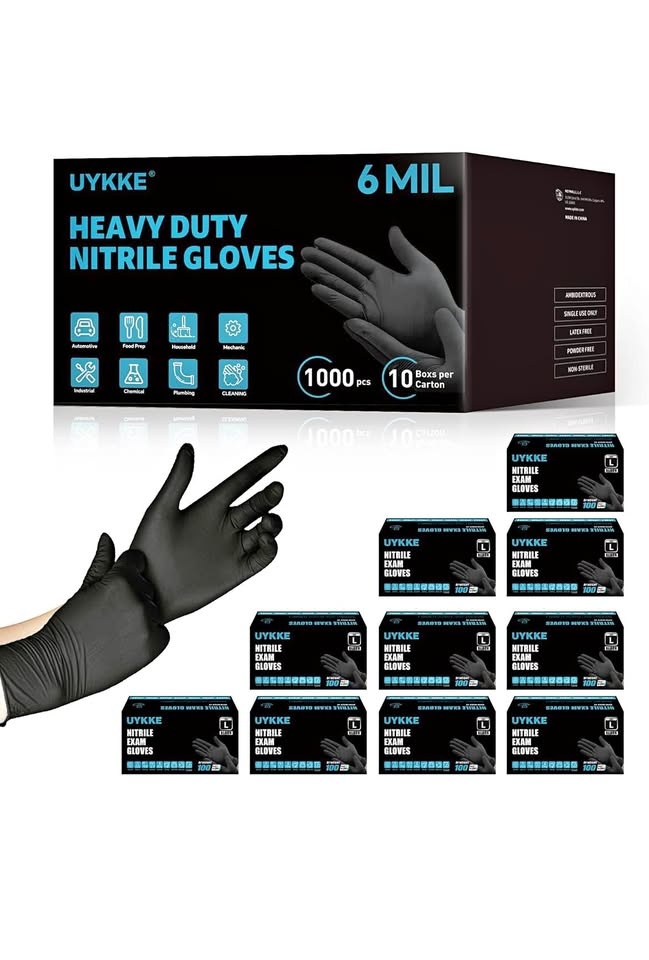 Heavy Duty Black Nitrile Gloves – 1000pcs (Size L) | 6 Mil | NEW