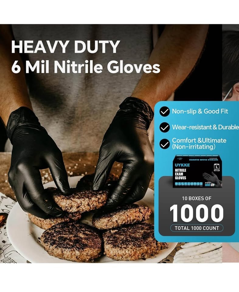 Heavy Duty Black Nitrile Gloves – 1000pcs (Size L) | 6 Mil | NEW - photo 2