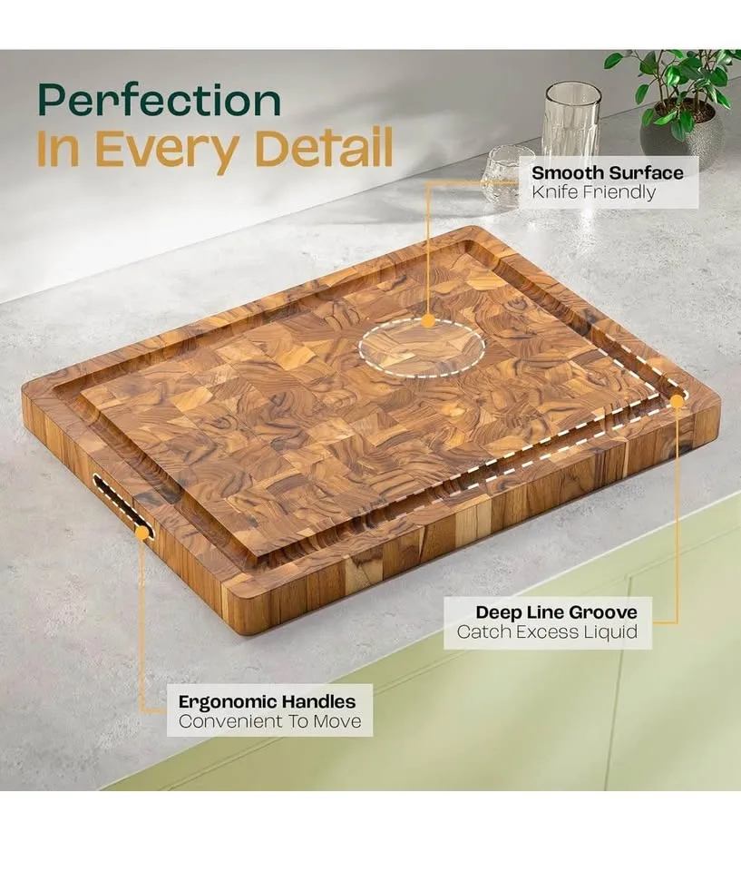 Yes4All Teak Wood End-Grain Cutting Board – NEW / Open Box image indicator(3)