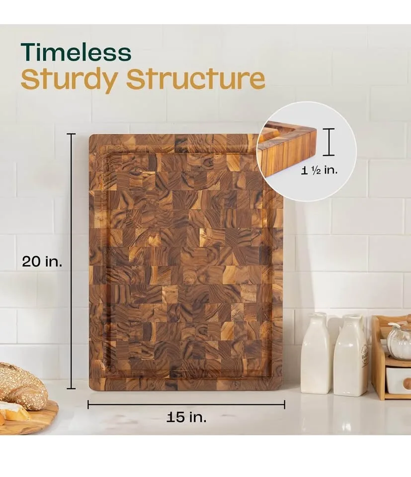 Yes4All Teak Wood End-Grain Cutting Board – NEW / Open Box image indicator(5)