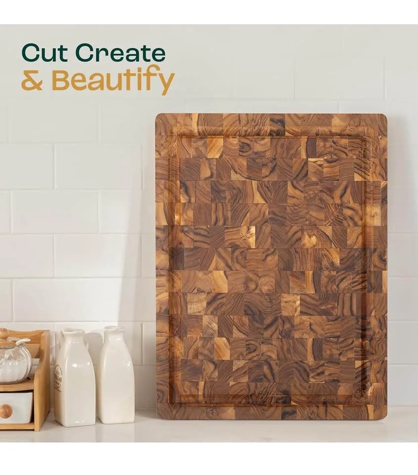 Yes4All Teak Wood End-Grain Cutting Board – NEW / Open Box image indicator(7)