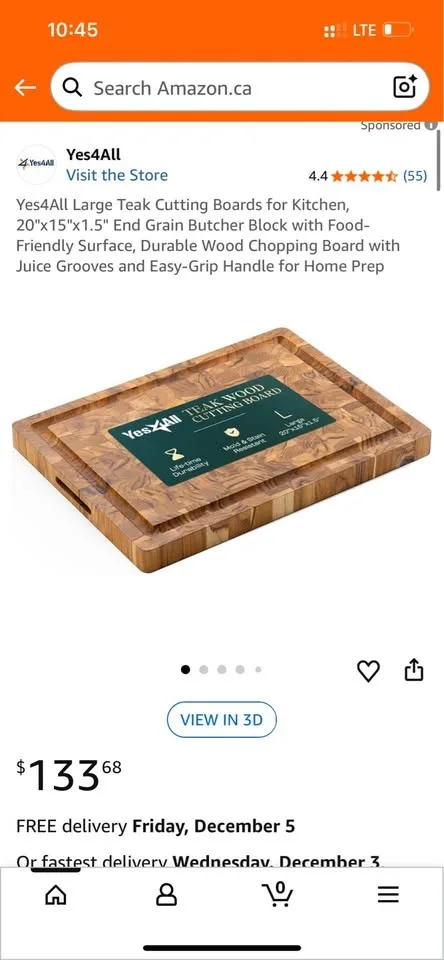 Yes4All Teak Wood End-Grain Cutting Board – NEW / Open Box image indicator(8)