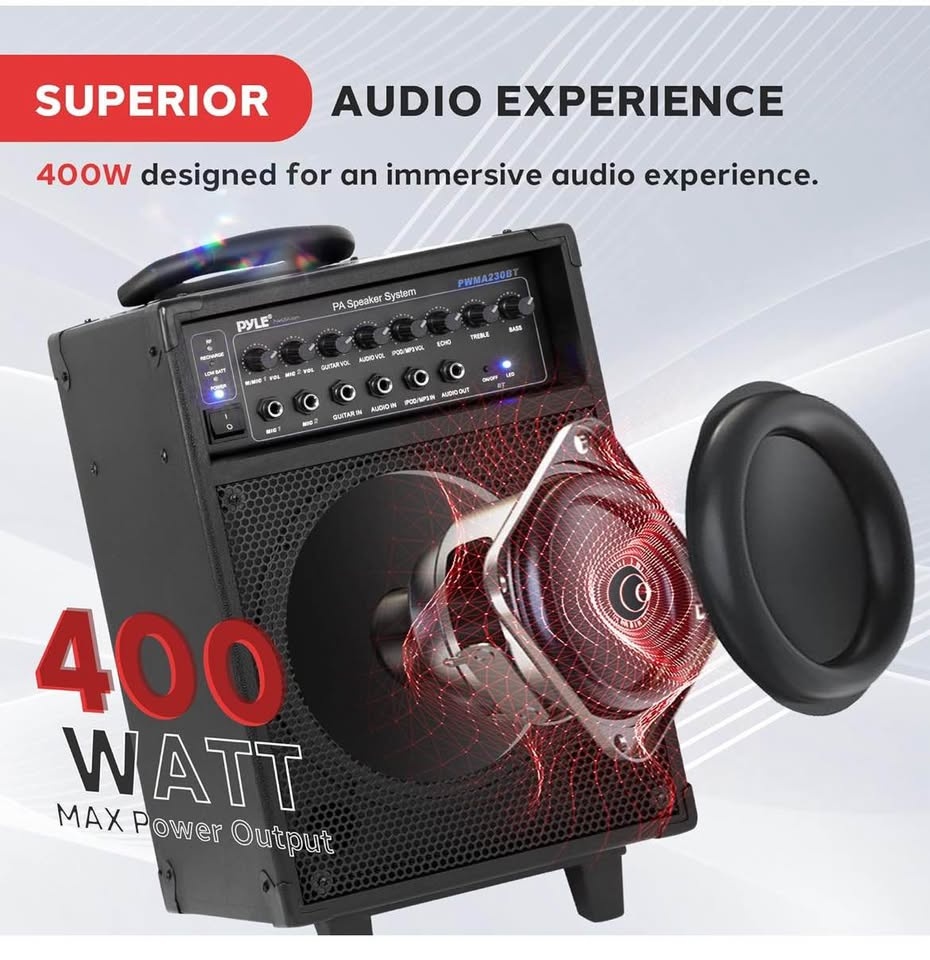 Pyle PWMA230BT Portable PA System – 400W -New - photo 3