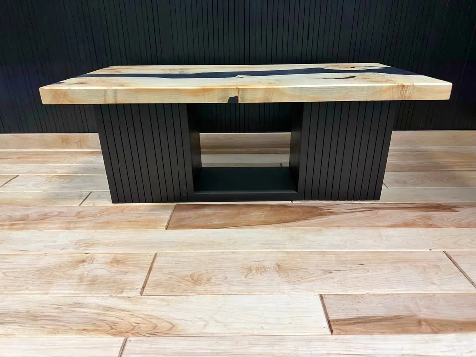 Canadian Maple River Table With Fluted Base