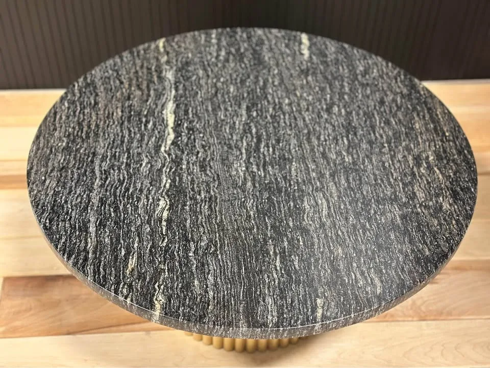 Bold Elegant Marble Coffee Table With Gold Fluted Base image indicator(4)