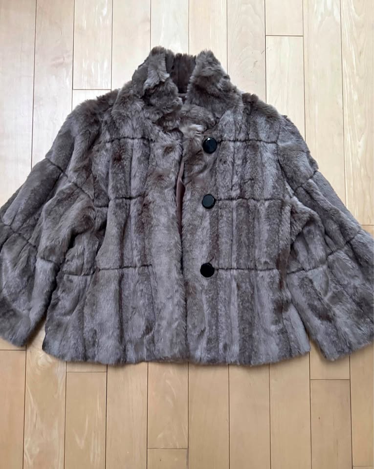 INC Faux Fur Brown Short Coat - Size Medium/Large