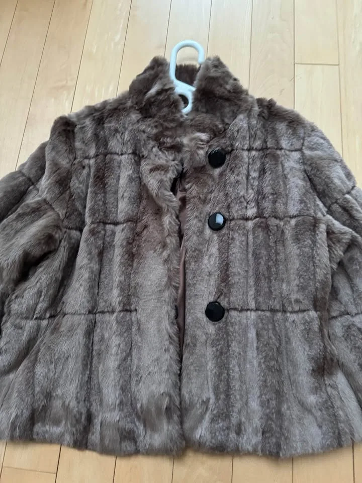 INC Faux Fur Brown Short Coat - Size Medium/Large image indicator(2)