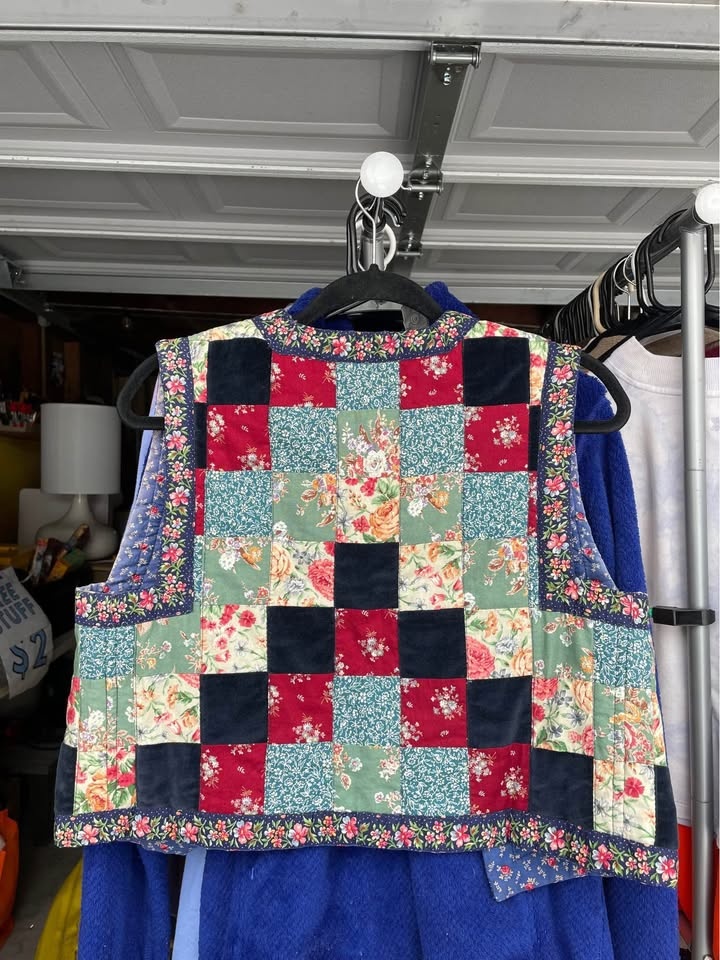 Quilted Handmade Reversible Patchwork Vest #Cleanout - photo 2