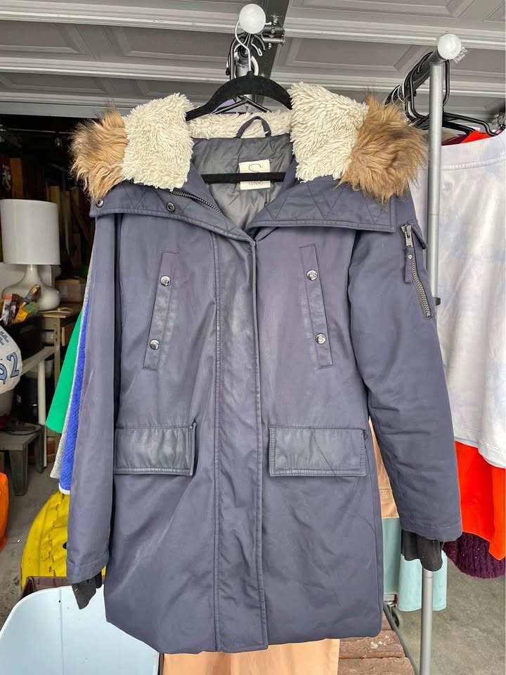 Navy Blue Faux Fur Winter Puffer #Cleanout