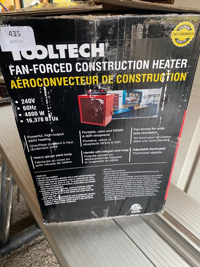 tooltech 240v 60hz 4800w 16378btus electric heater - photo 2