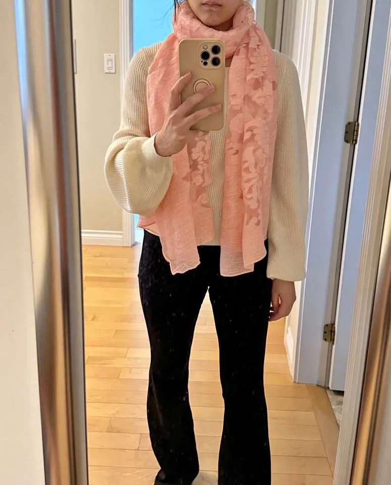 BRAND NEW Pink Floral Design Silk-Like Scarf / Wraparound thumbnail