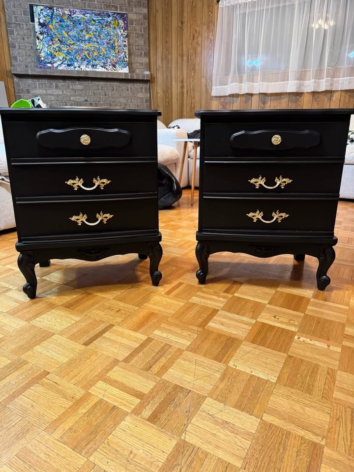 Stunning Black Vintage-Modern Nightstand Pair — Fully Refinished - photo 2