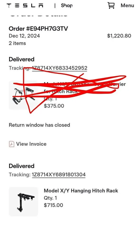 Tesla Model X bike rack