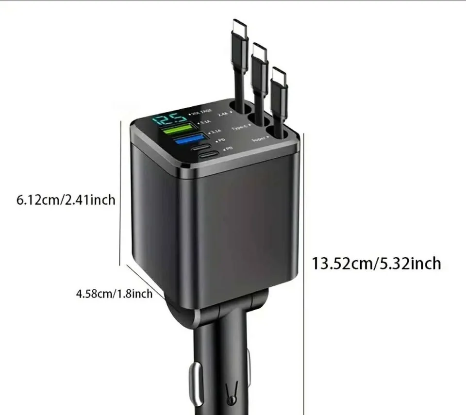 7-in-1 Car Charger 7 ports fast charging with 3 pullout cables image indicator(2)