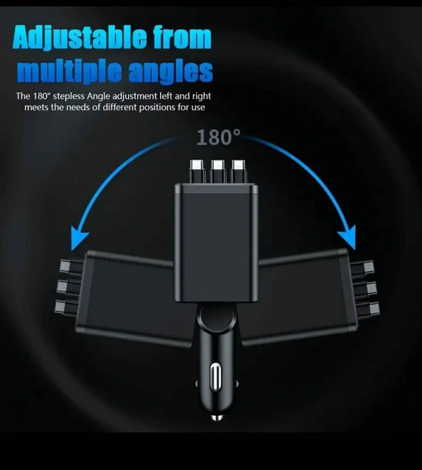 7-in-1 Car Charger 7 ports fast charging with 3 pullout cables image indicator(4)