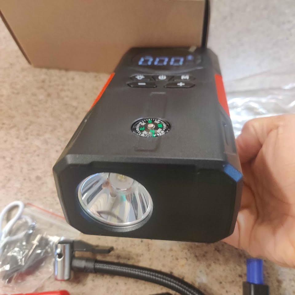 Portable Car Jump Starter with compass, air pump and emergency l - photo 4