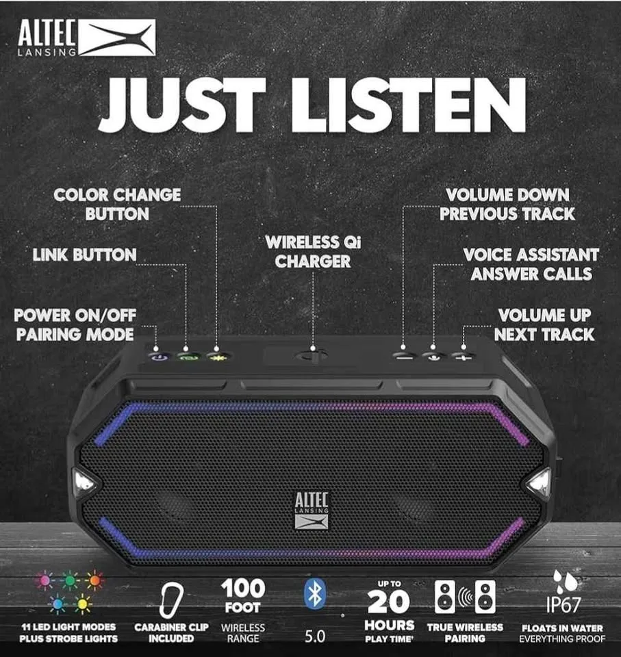 Altec Lansing HydraBlast Bluetooth Speaker USB C image indicator(2)