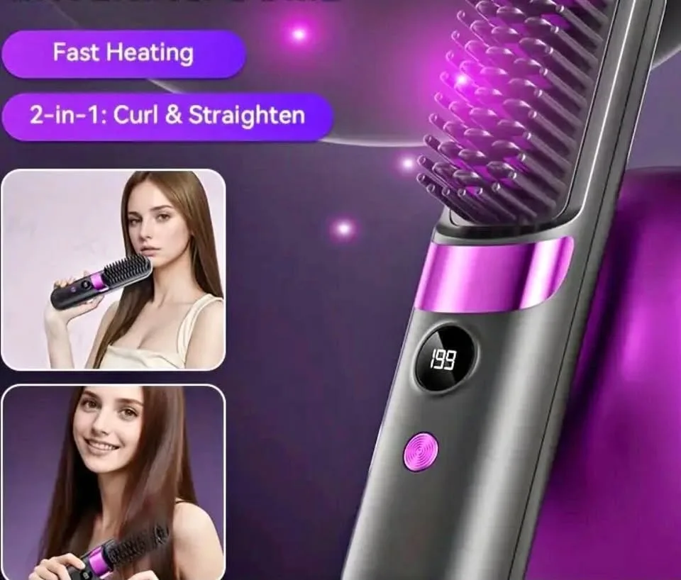 Portable Wireless Straightener, Dual Use for Straight & Curly Ha