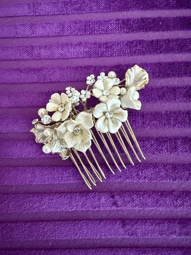 Anthropologie BHLDN Pearl, Beads & Crystal Comb