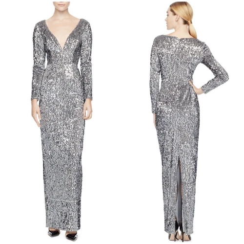 MILLY Sequined Velvet Grey & Silver Dress Gown NEW NWT Size 0 - photo 5